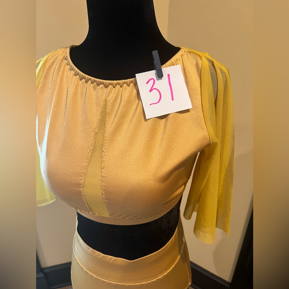 Custom 2pc Dance Competition Costume Gold & Yello… - image 3